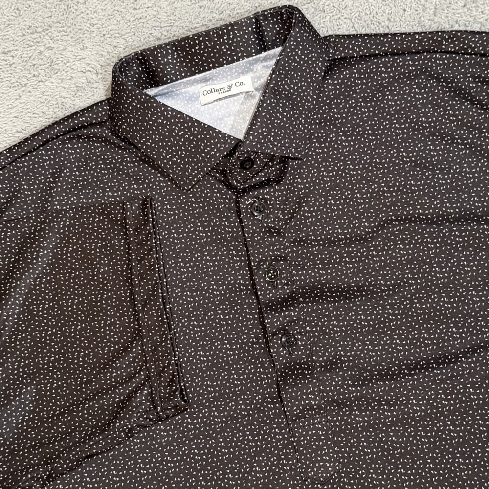 Collars and Co Polo Shirt Mens XL Dress Collar S/S Performance Micro Geometric